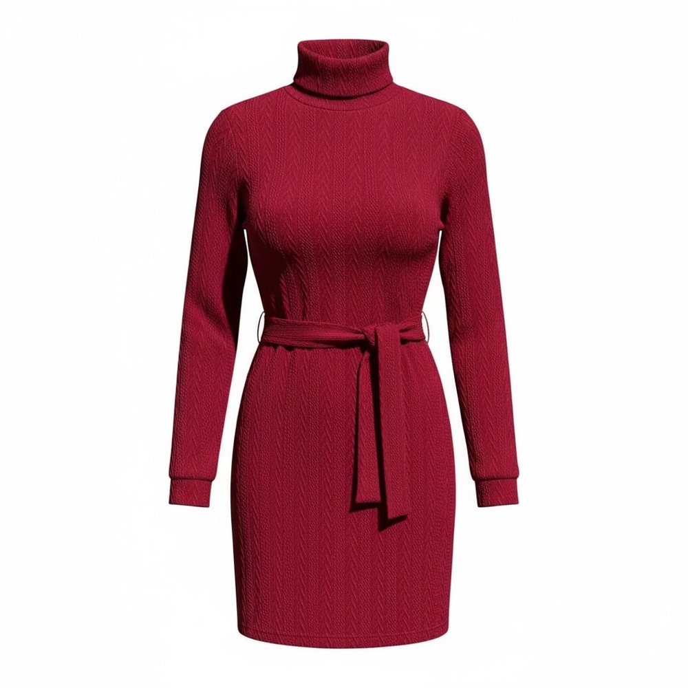 NWT Halara Ribbed Knit Belted Turtleneck Sweater Dress – Size M